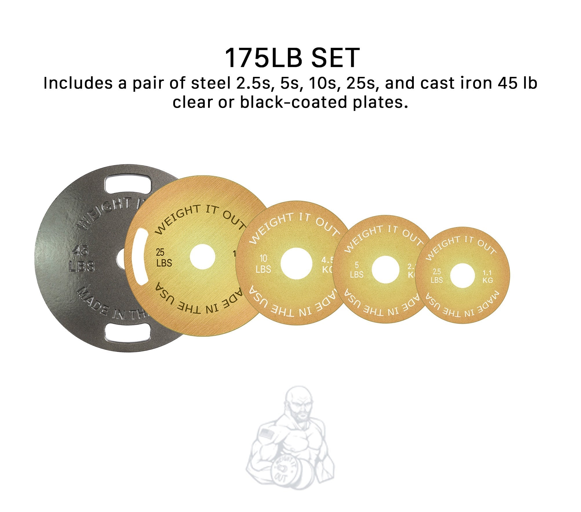 Cast Iron Machined 45lb And Calibrated Solid Steel Weight Plate Sets